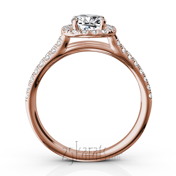 14K white gold Scalloped Duo Shank Micro Pave Diamond Engagement Ring (1/2 ct. tw.) - alternate view 9
