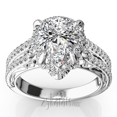 Pear Shape Halo Antique Scroll Engagement Ring (5/8 ct. t.w.)