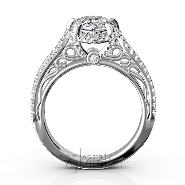 14K white gold Pear Shape Halo Antique Scroll Engagement Ring (5/8 ct. tw.) - alternate view 7