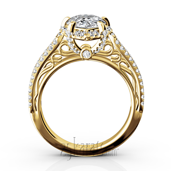 14K white gold Pear Shape Halo Antique Scroll Engagement Ring (5/8 ct. tw.) - alternate view 8