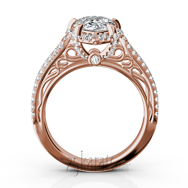 14K white gold Pear Shape Halo Antique Scroll Engagement Ring (5/8 ct. tw.) - alternate view 9