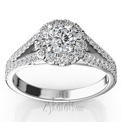 Split Shank Halo Diamond Engagement Ring (1/2 ct. t.w.)