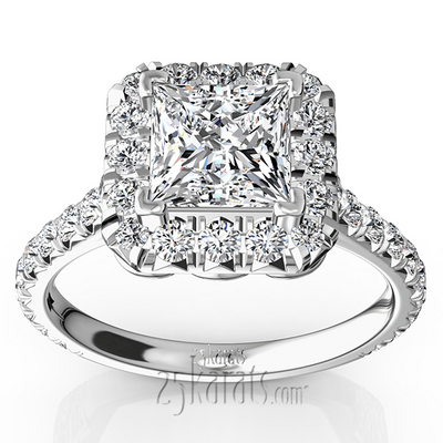 Micro Pave Setting Halo Engagement Ring (7/8 ct. t.w.)