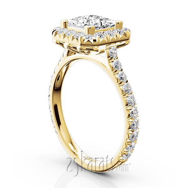 14K white gold Micro Pave Setting Halo Engagement Ring (7/8 ct. tw.) - alternate view 5
