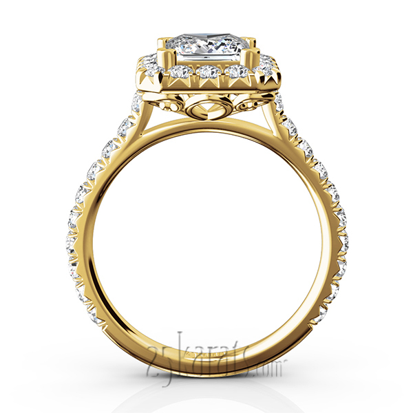 14K white gold Micro Pave Setting Halo Engagement Ring (7/8 ct. tw.) - alternate view 8