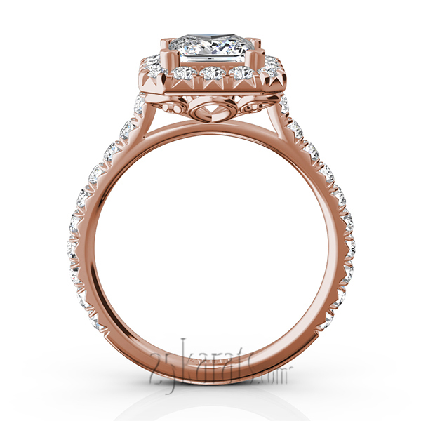 14K white gold Micro Pave Setting Halo Engagement Ring (7/8 ct. tw.) - alternate view 9