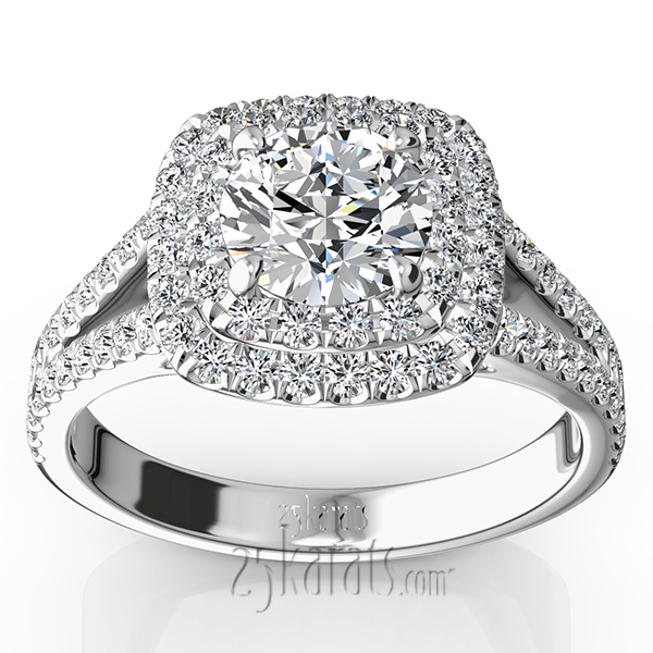 14K white gold Split Shank Two Tier Halo Engagement Ring (3/4 ct. tw.) - main view