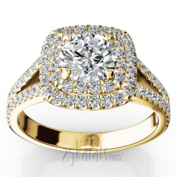 14K white gold Split Shank Two Tier Halo Engagement Ring (3/4 ct. tw.) - alternate view 2