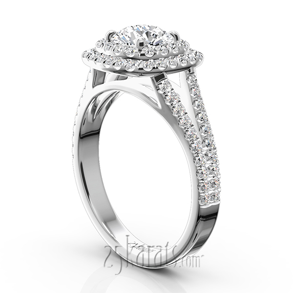 14K white gold Split Shank Two Tier Halo Engagement Ring (3/4 ct. tw.) - alternate view 4