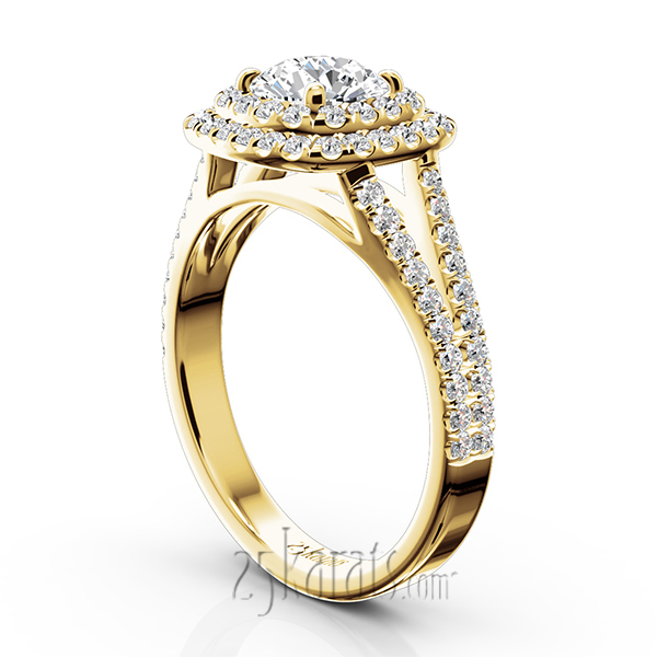 14K white gold Split Shank Two Tier Halo Engagement Ring (3/4 ct. tw.) - alternate view 5