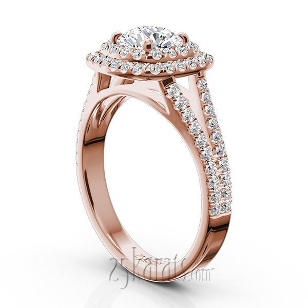 14K white gold Split Shank Two Tier Halo Engagement Ring (3/4 ct. tw.) - alternate view 6