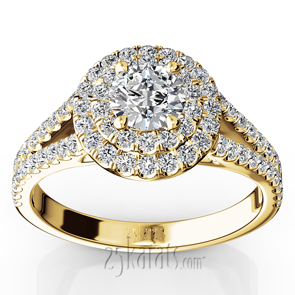 14K white gold Split Shank Scalloped Micro Pave Engagement Ring (5/8 ct. tw.) - alternate view 2