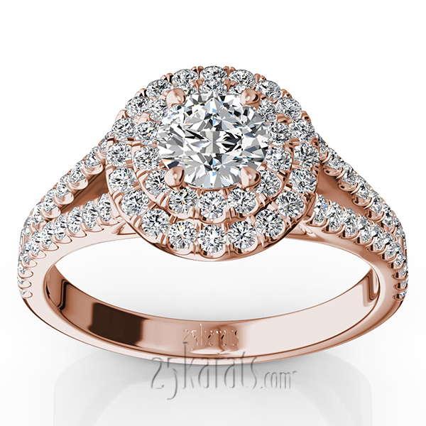 14K white gold Split Shank Scalloped Micro Pave Engagement Ring (5/8 ct. tw.) - alternate view 3