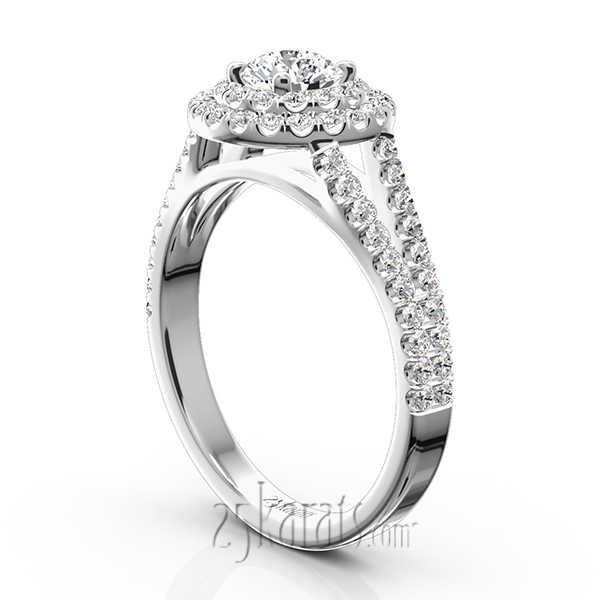 14K white gold Split Shank Scalloped Micro Pave Engagement Ring (5/8 ct. tw.) - alternate view 4