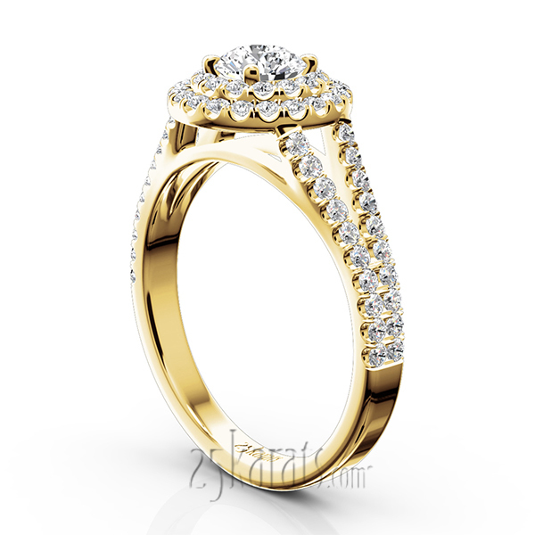 14K white gold Split Shank Scalloped Micro Pave Engagement Ring (5/8 ct. tw.) - alternate view 5