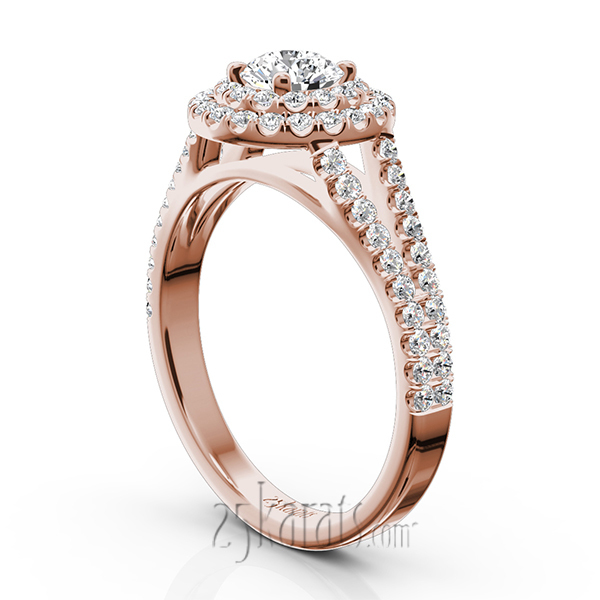 14K white gold Split Shank Scalloped Micro Pave Engagement Ring (5/8 ct. tw.) - alternate view 6