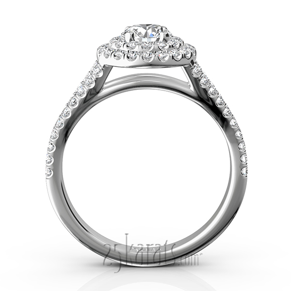 14K white gold Split Shank Scalloped Micro Pave Engagement Ring (5/8 ct. tw.) - alternate view 7