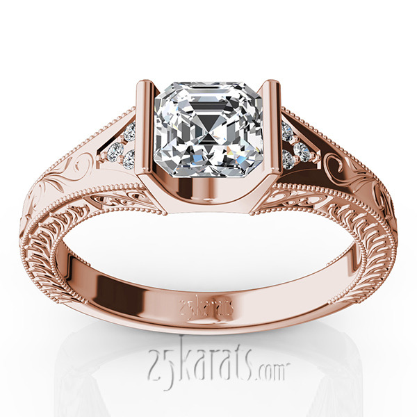 14K white gold Tension Set Antique Design Engagement Ring (0.03ct. tw.) - alternate view 3