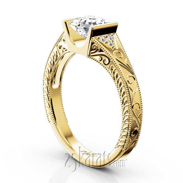 14K white gold Tension Set Antique Design Engagement Ring (0.03ct. tw.) - alternate view 5