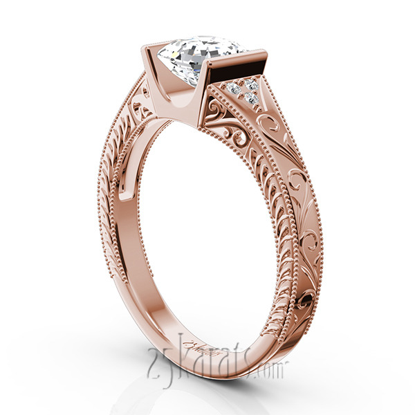 14K white gold Tension Set Antique Design Engagement Ring (0.03ct. tw.) - alternate view 6
