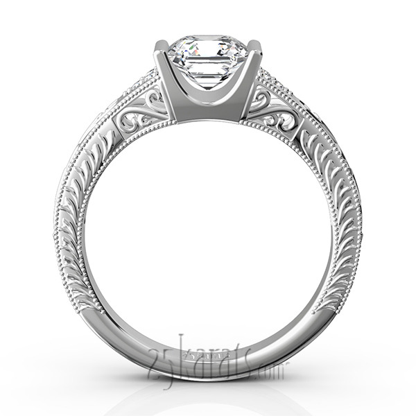 14K white gold Tension Set Antique Design Engagement Ring (0.03ct. tw.) - alternate view 7