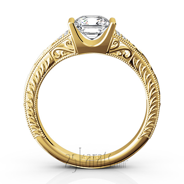 14K white gold Tension Set Antique Design Engagement Ring (0.03ct. tw.) - alternate view 8