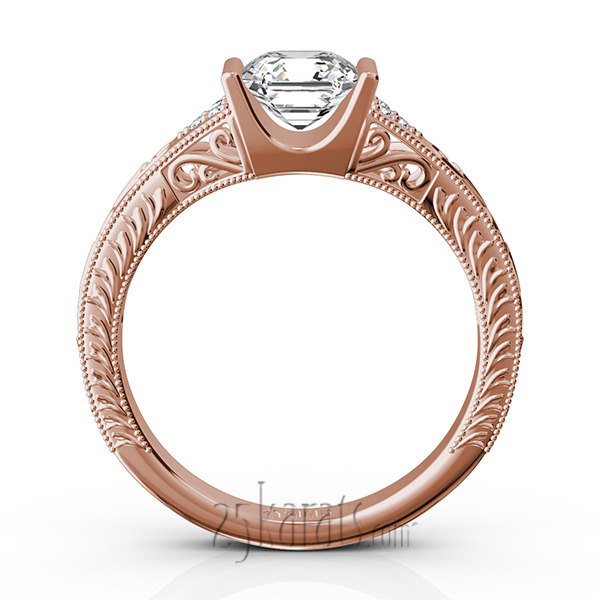 14K white gold Tension Set Antique Design Engagement Ring (0.03ct. tw.) - alternate view 9