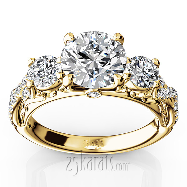 14K white gold Twist Shank Three Stone Diamond Engagement Ring (1.00 ct. tw.) - alternate view 2