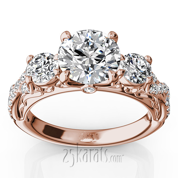 14K white gold Twist Shank Three Stone Diamond Engagement Ring (1.00 ct. tw.) - alternate view 3