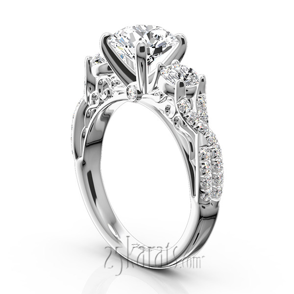 14K white gold Twist Shank Three Stone Diamond Engagement Ring (1.00 ct. tw.) - alternate view 4