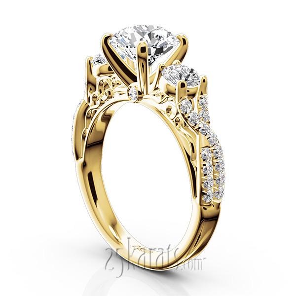 14K white gold Twist Shank Three Stone Diamond Engagement Ring (1.00 ct. tw.) - alternate view 5