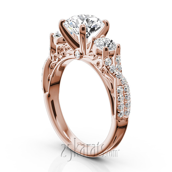 14K white gold Twist Shank Three Stone Diamond Engagement Ring (1.00 ct. tw.) - alternate view 6