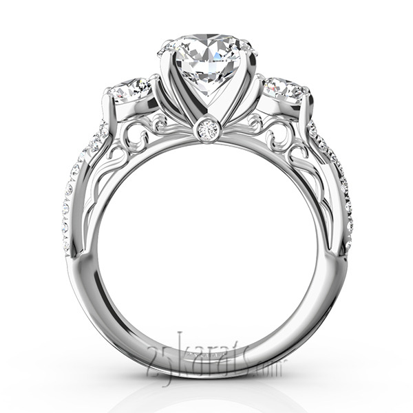 14K white gold Twist Shank Three Stone Diamond Engagement Ring (1.00 ct. tw.) - alternate view 7