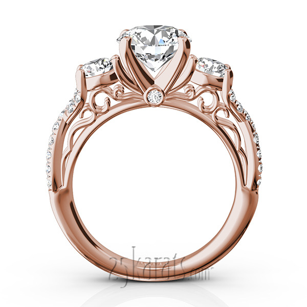 14K white gold Twist Shank Three Stone Diamond Engagement Ring (1.00 ct. tw.) - alternate view 9