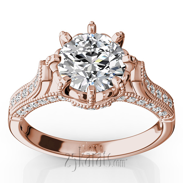 14K white gold Antique Crown 8-Prong Diamond Engagement Ring (1/3 ct. tw.) - alternate view 3