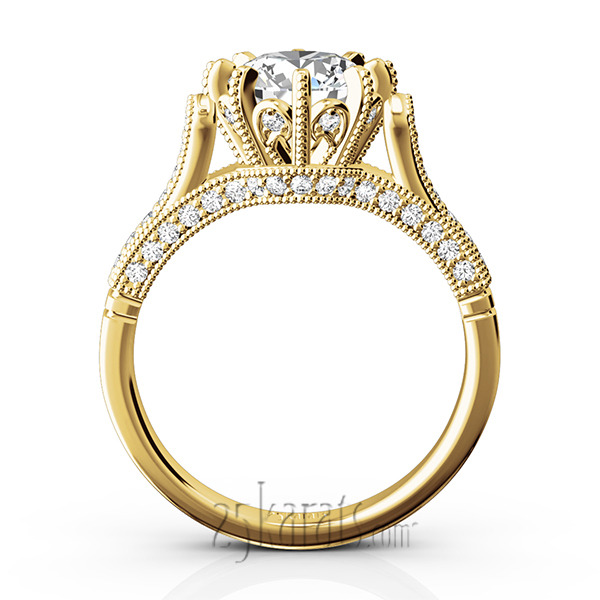 14K white gold Antique Crown 8-Prong Diamond Engagement Ring (1/3 ct. tw.) - alternate view 8