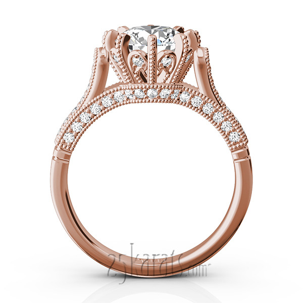 14K white gold Antique Crown 8-Prong Diamond Engagement Ring (1/3 ct. tw.) - alternate view 9