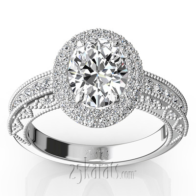 Oval Antique Design Diamond Engagement Ring (3/4 ct. t.w.)