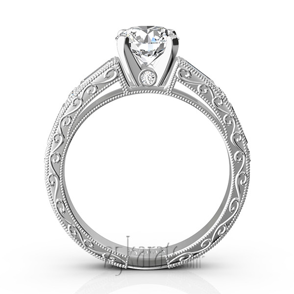 14K white gold Nostalgic Engraving Design Engagement Ring (1/2 ct. tw.) - alternate view 7