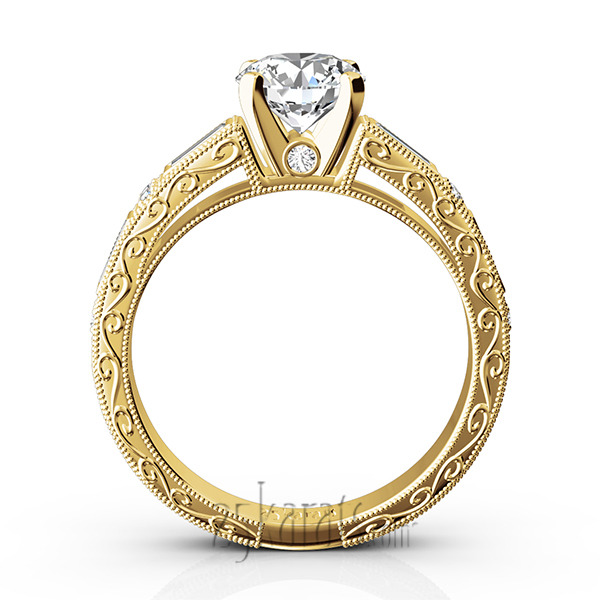 14K white gold Nostalgic Engraving Design Engagement Ring (1/2 ct. tw.) - alternate view 8