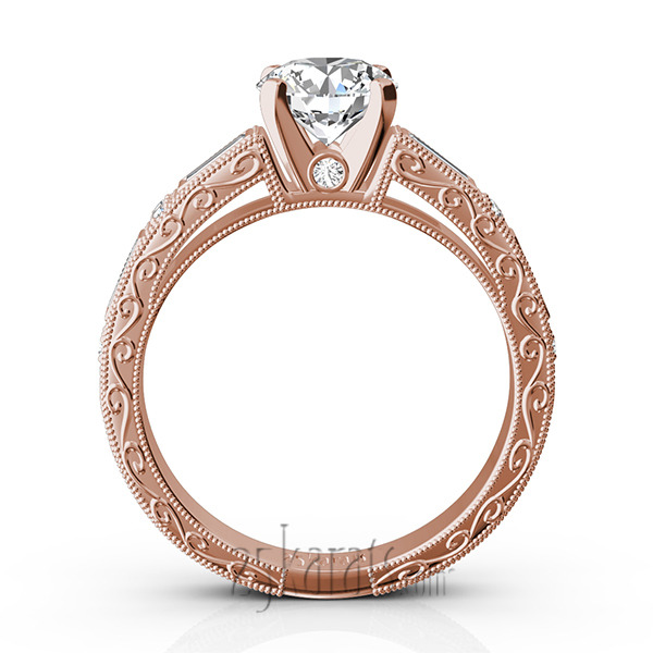 14K white gold Nostalgic Engraving Design Engagement Ring (1/2 ct. tw.) - alternate view 9