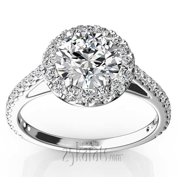 14K white gold Cathedral Halo Diamond Engagement Ring (0.50 ct. tw) - main view