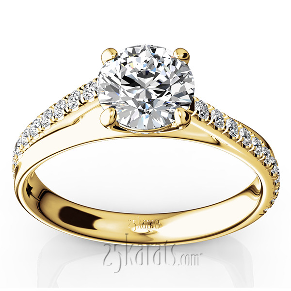 14K white gold Micro Pave Set 4-Prong Center Diamond Engagement Ring (1/3 ct. tw.) - alternate view 2