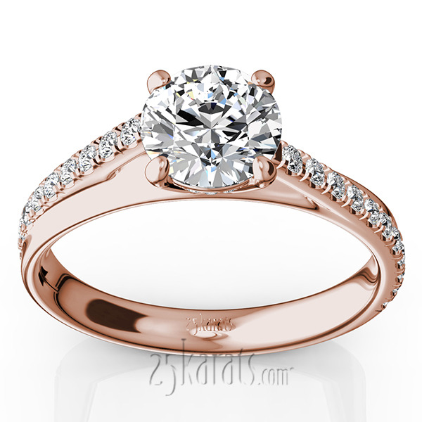 14K white gold Micro Pave Set 4-Prong Center Diamond Engagement Ring (1/3 ct. tw.) - alternate view 3