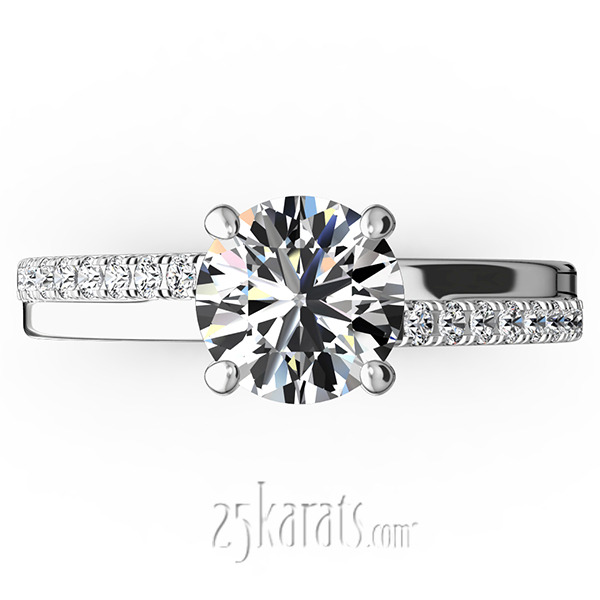 14K white gold Micro Pave Set 4-Prong Center Diamond Engagement Ring (1/3 ct. tw.) - alternate view 4