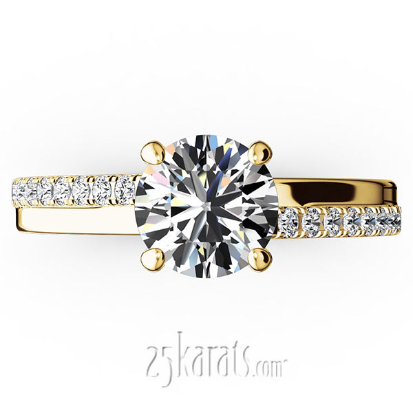 14K white gold Micro Pave Set 4-Prong Center Diamond Engagement Ring (1/3 ct. tw.) - alternate view 5