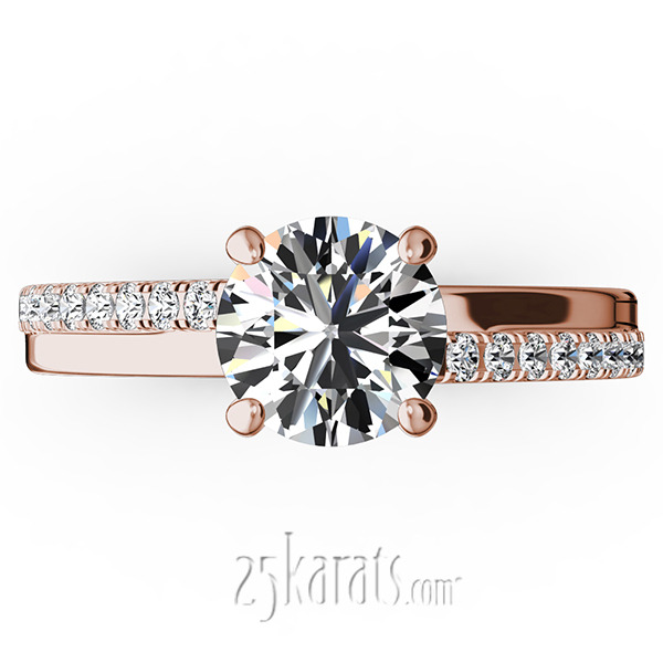 14K white gold Micro Pave Set 4-Prong Center Diamond Engagement Ring (1/3 ct. tw.) - alternate view 6