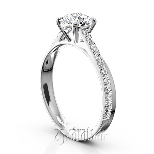 14K white gold Micro Pave Set 4-Prong Center Diamond Engagement Ring (1/3 ct. tw.) - alternate view 7