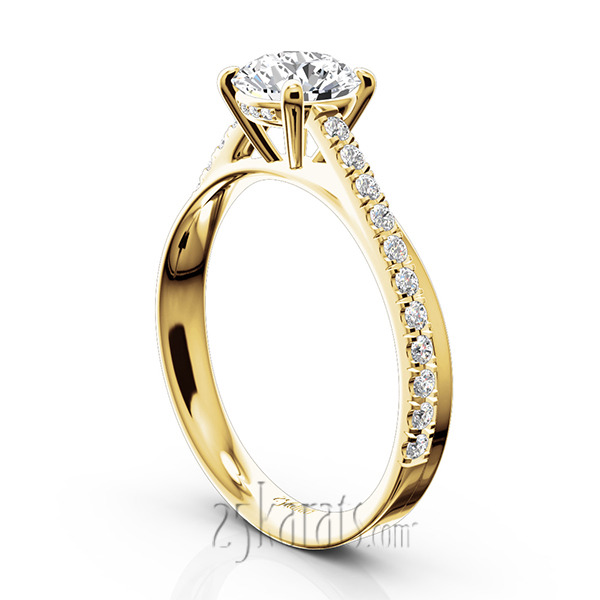 14K white gold Micro Pave Set 4-Prong Center Diamond Engagement Ring (1/3 ct. tw.) - alternate view 8