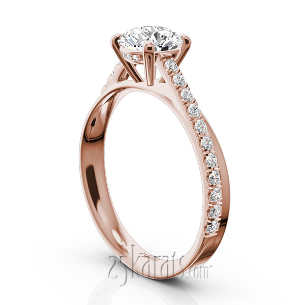 14K white gold Micro Pave Set 4-Prong Center Diamond Engagement Ring (1/3 ct. tw.) - alternate view 9